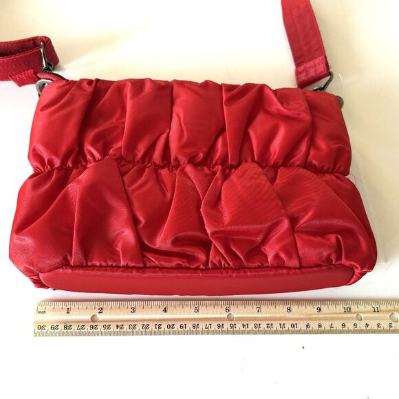 Lug Flounce Ruched Crossbody Bag Poppy Red Cherry Red - Picture 11 of 13